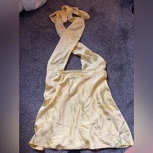 Hello Molly Yellow Satin Mini Dress